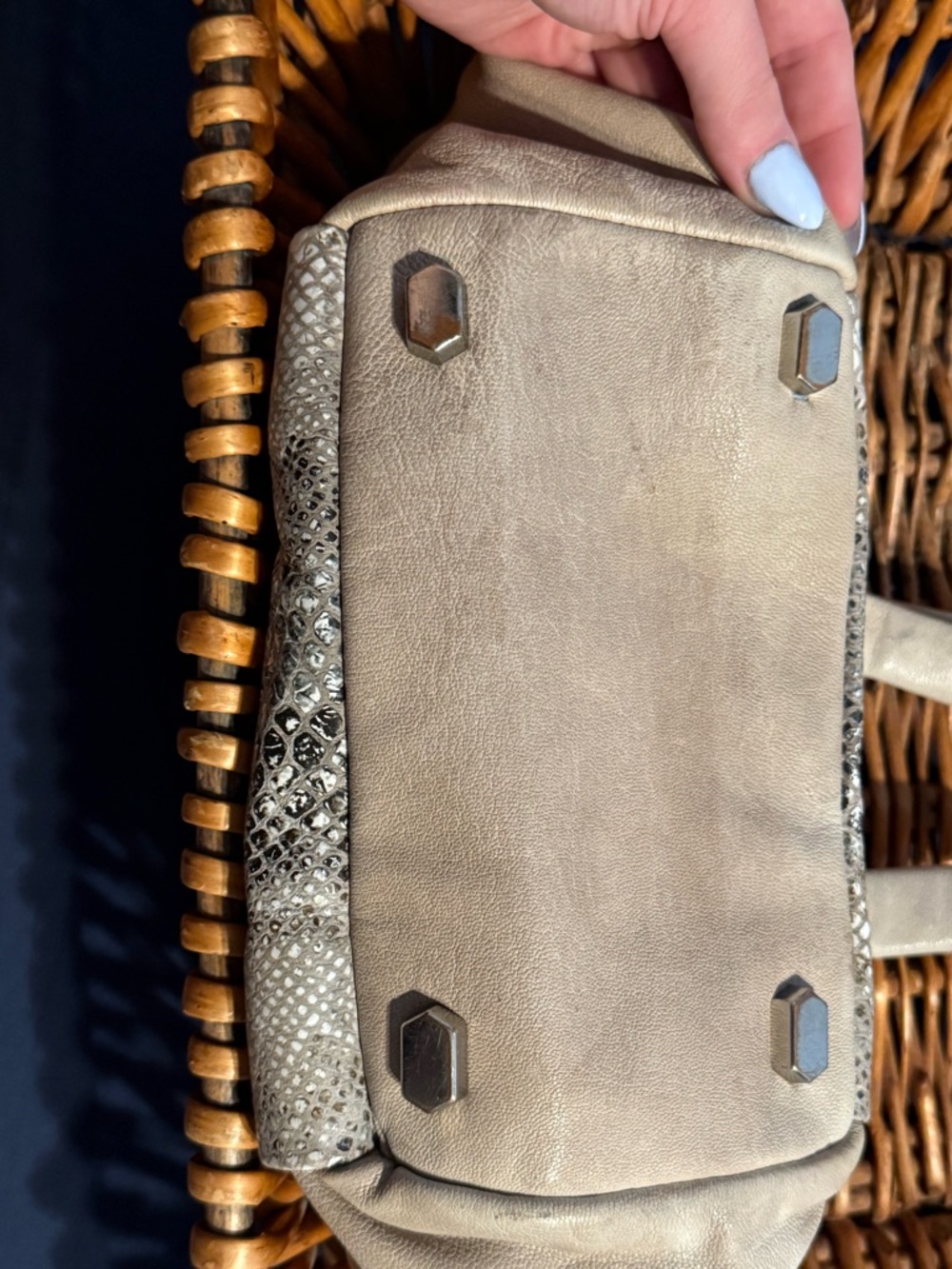 Liebskind Berlin Snakeskin Pattern and Cream Designer Women’s Tote - Picture 3 of 7